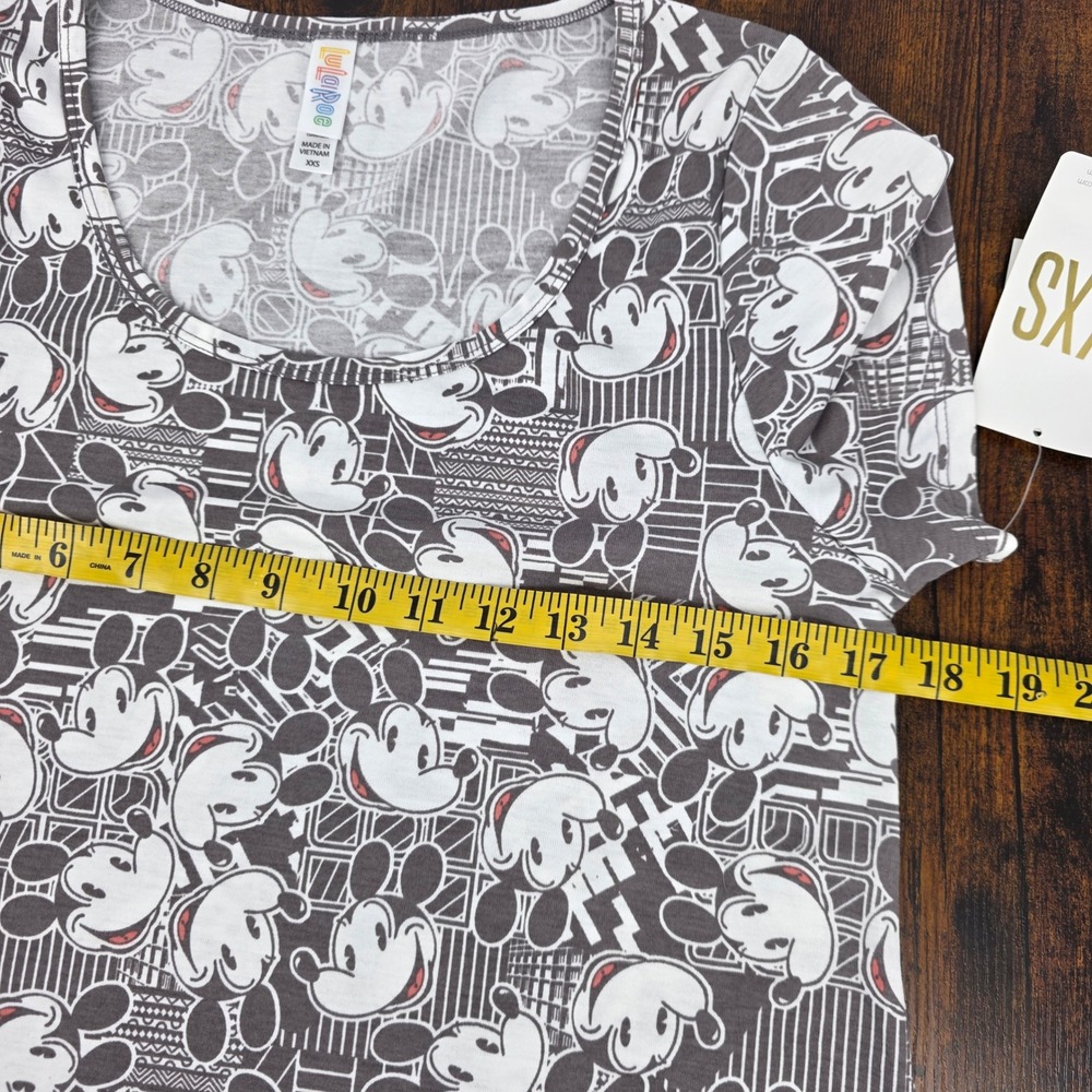 LuLaRoe Disney Classic T Shirt Womens XXS Grey Mickey Mouse Graphic Scoop Neck - Picture 5 of 6